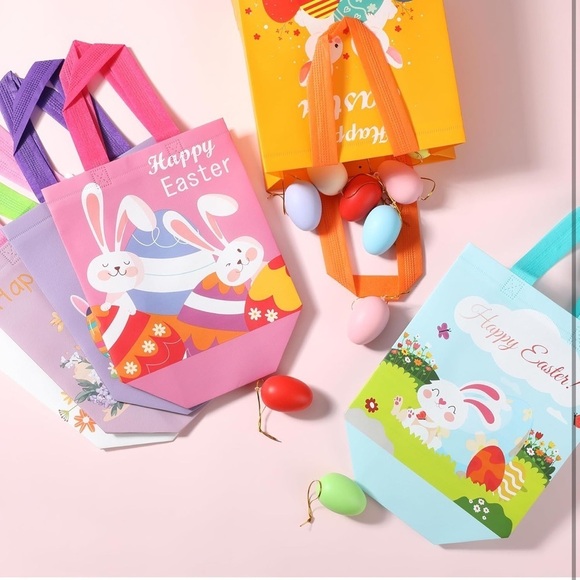 Woven Reusable Easter Gift Bags - Easter Basket, Bunny, Durable Eco Friendly Bag - Picture 2 of 4